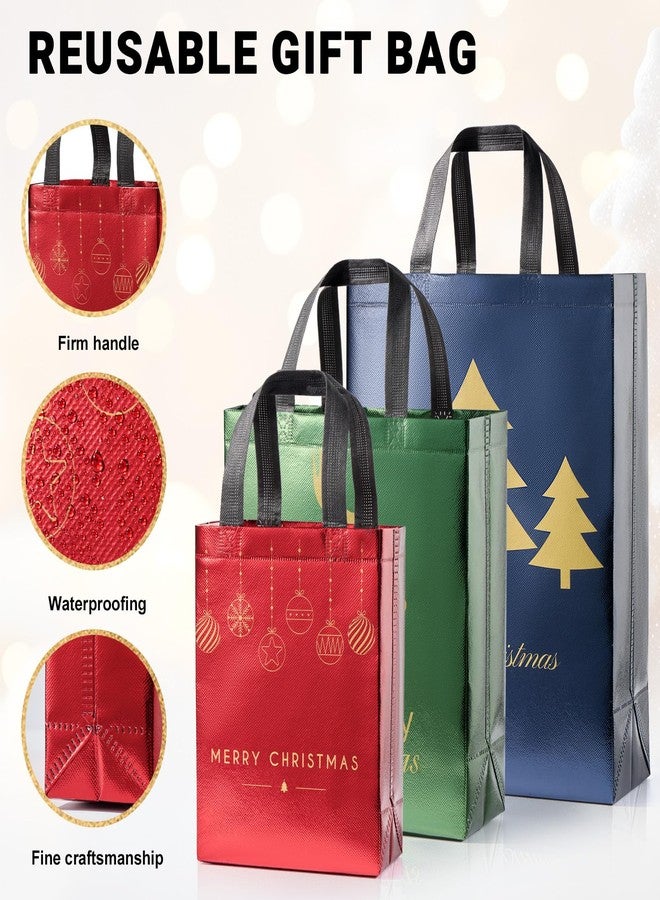 YANGTE 12 Pack Christmas Gift Bags Assorted Sizes With Tissue Paper(4 Extra Large 16", 4 Large 12", 4 Medium 9"), Reusable Red & Green & Blue Unique Designs Christmas Bags with Handle for Xmas - Image 4